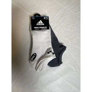 New Adidas Men's Superlite Ankle Cut Socks (6-pair) White And Gray Size 6-12